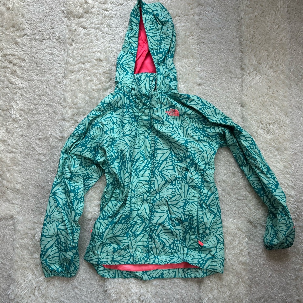 North face Teal and Pink Hooded Jacket